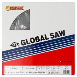 Piła tarczowa do cięcia aluminium GLOBAL SAW 216 x 2.2/1.7 x 25.4mm / 80z CERMET