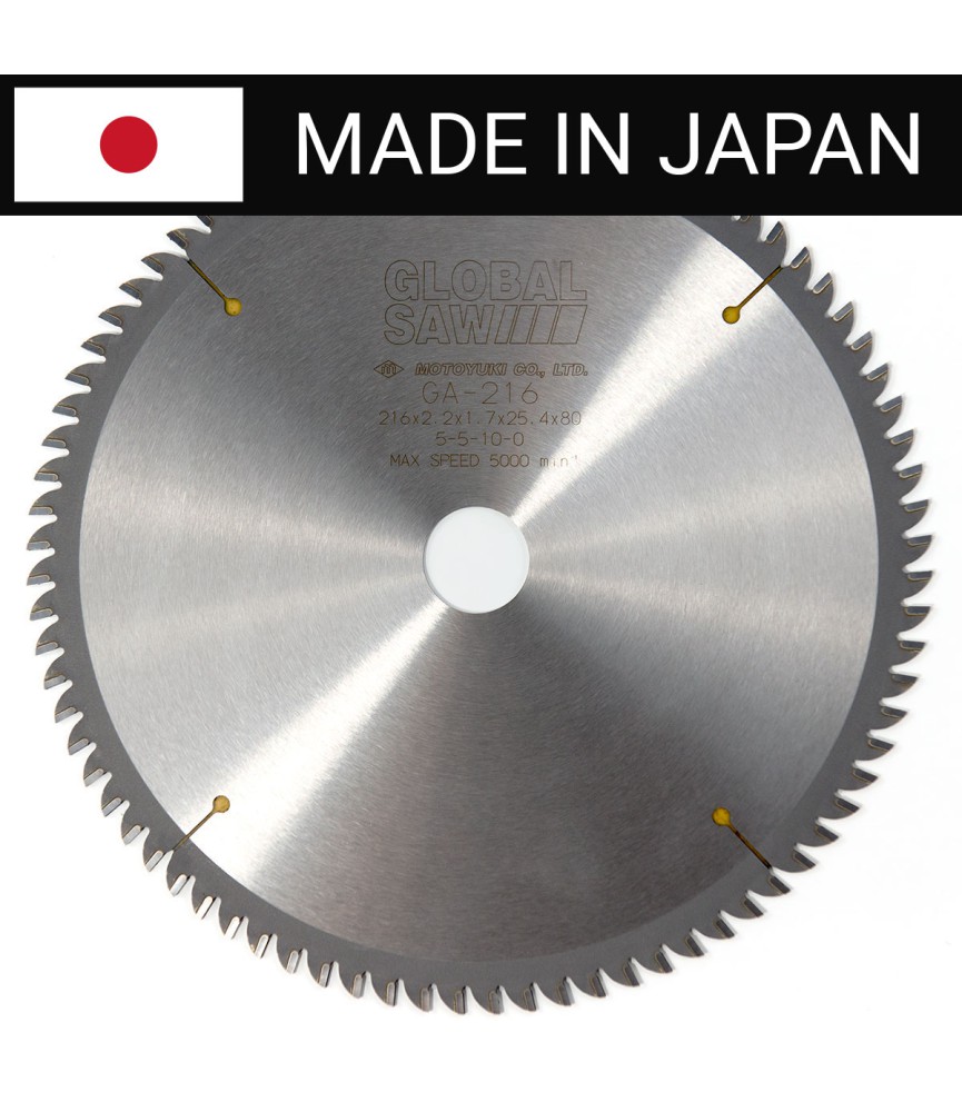 Piła tarczowa do cięcia aluminium GLOBAL SAW 216 x 2.2/1.7 x 25.4mm / 80z CERMET JAPAN