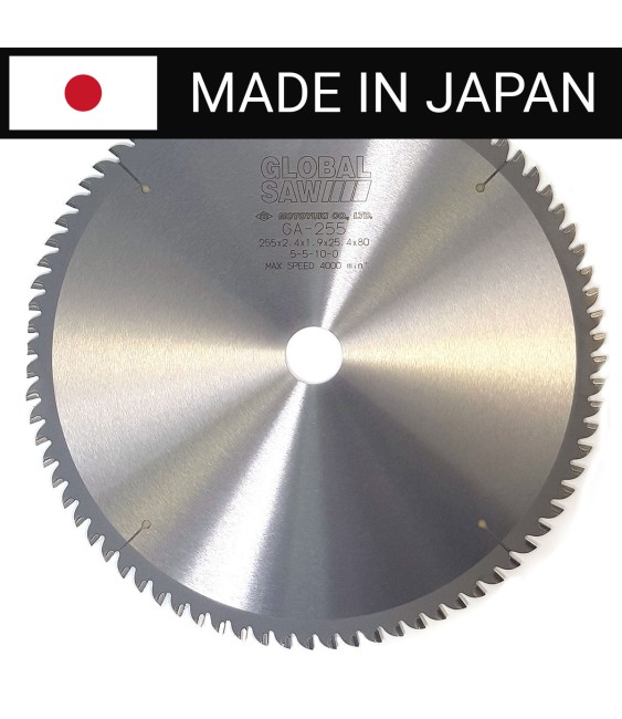 Piła tarczowa do cięcia aluminium GLOBAL SAW 255 x 2,4/1,9 x 25,4mm / 80z CERMET JAPAN