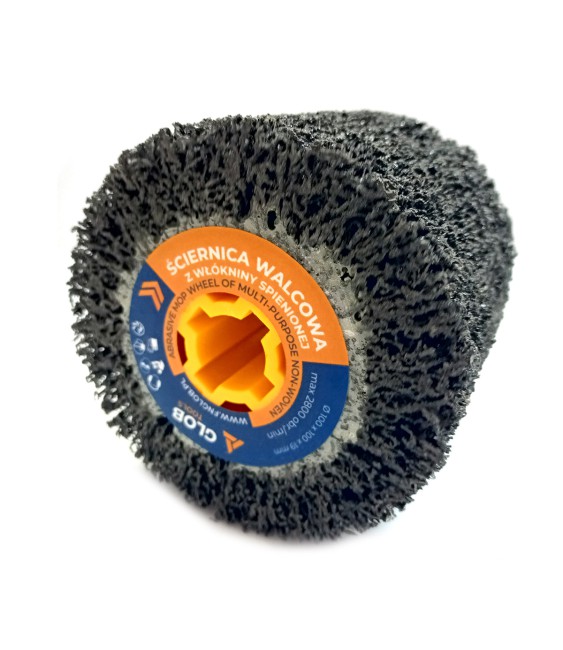Ściernica walcowa z twardej włókniny spienionej GLOB TOOLS 100x100x19mm granulacja 40 Satyniarka