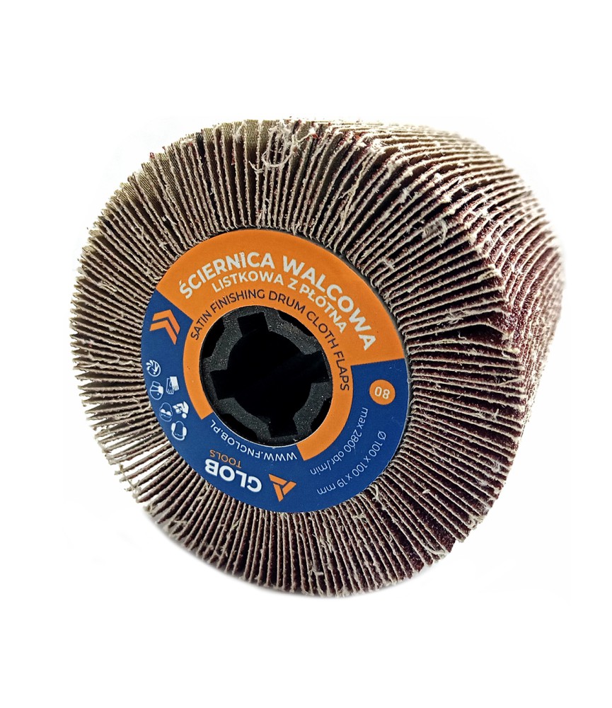 Ściernica walcowa listkowa Glob Tools z płótna 100x100x19mm Satyniarka