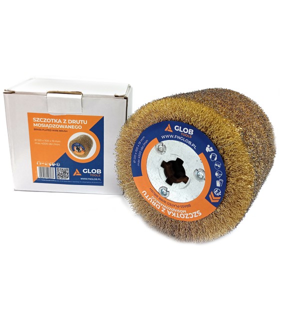 Szczotka druciana do postarzania drewna Glob Tools z drutu mosiądzowanego 120x100x19mm