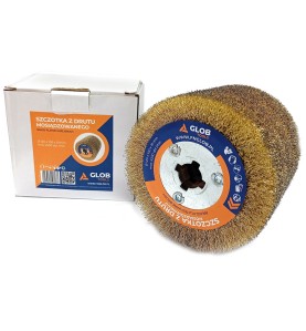 Szczotka druciana do postarzania drewna Glob Tools z drutu mosiądzowanego 120x100x19mm
