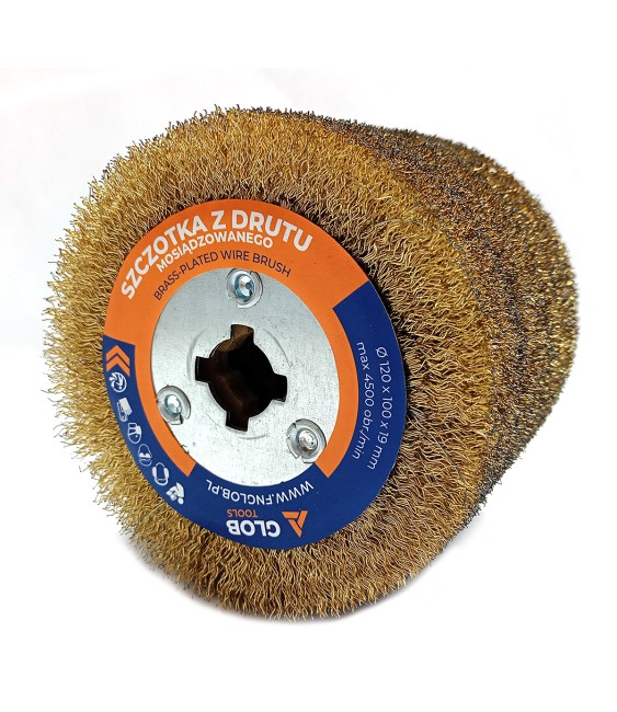 Szczotka druciana do postarzania drewna Glob Tools z drutu mosiądzowanego 120x100x19mm