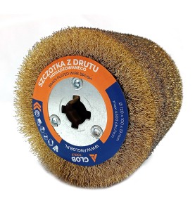 Szczotka druciana do postarzania drewna Glob Tools z drutu mosiądzowanego 100x100x19mm