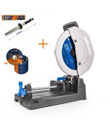 Przecinarka do stali Evolution Power Tools S355CPS z tarczą do stali 355mm/66z + Zbieracz wiórów + 10 tarcz 125mm