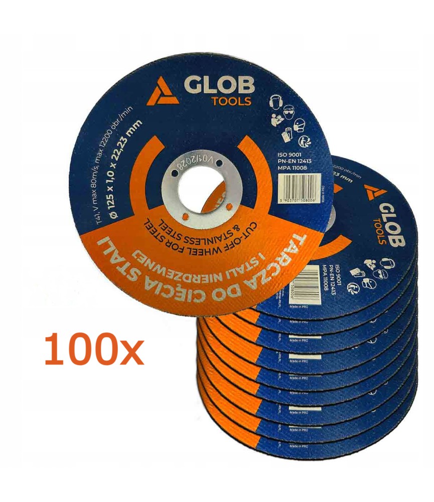 Tarcza tnąca do stali GLOB TOOLS 125x1,0x22,23mm 100 sztuk