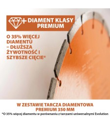 Elektryczna piła do betonu Evolution R350DCT 350 mm z tarczą diamentową PREMIUM