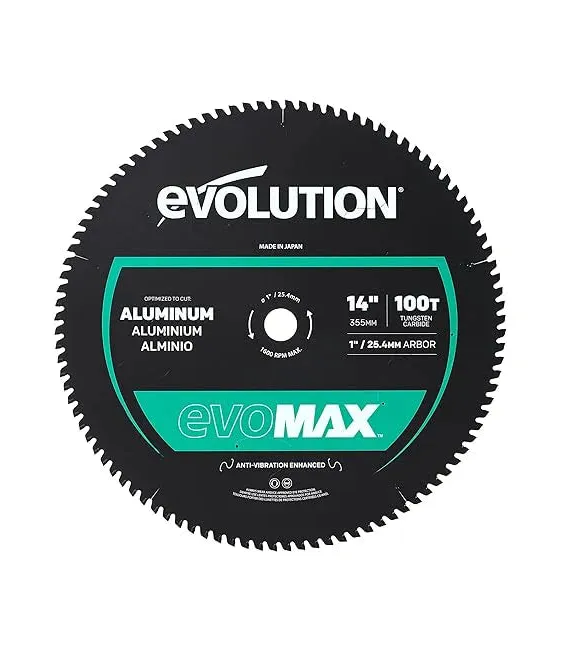 Piła tarczowa do cięcia aluminium Evolution EVOMAX 355 mm Ø355 x 25,4 mm, 100 zębów TCT