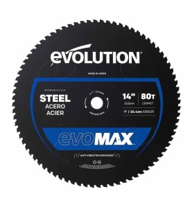 Piła tarczowa do cięcia stali Evolution EVOMAX 355 mm Ø355 x 25,4 mm, 80 zębów CERMET