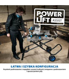 Stojak na kółkach Evolution z systemem Powerlift Assist do przecinarek tarczowych (S355MCS, S355CPS, R355CPS)
