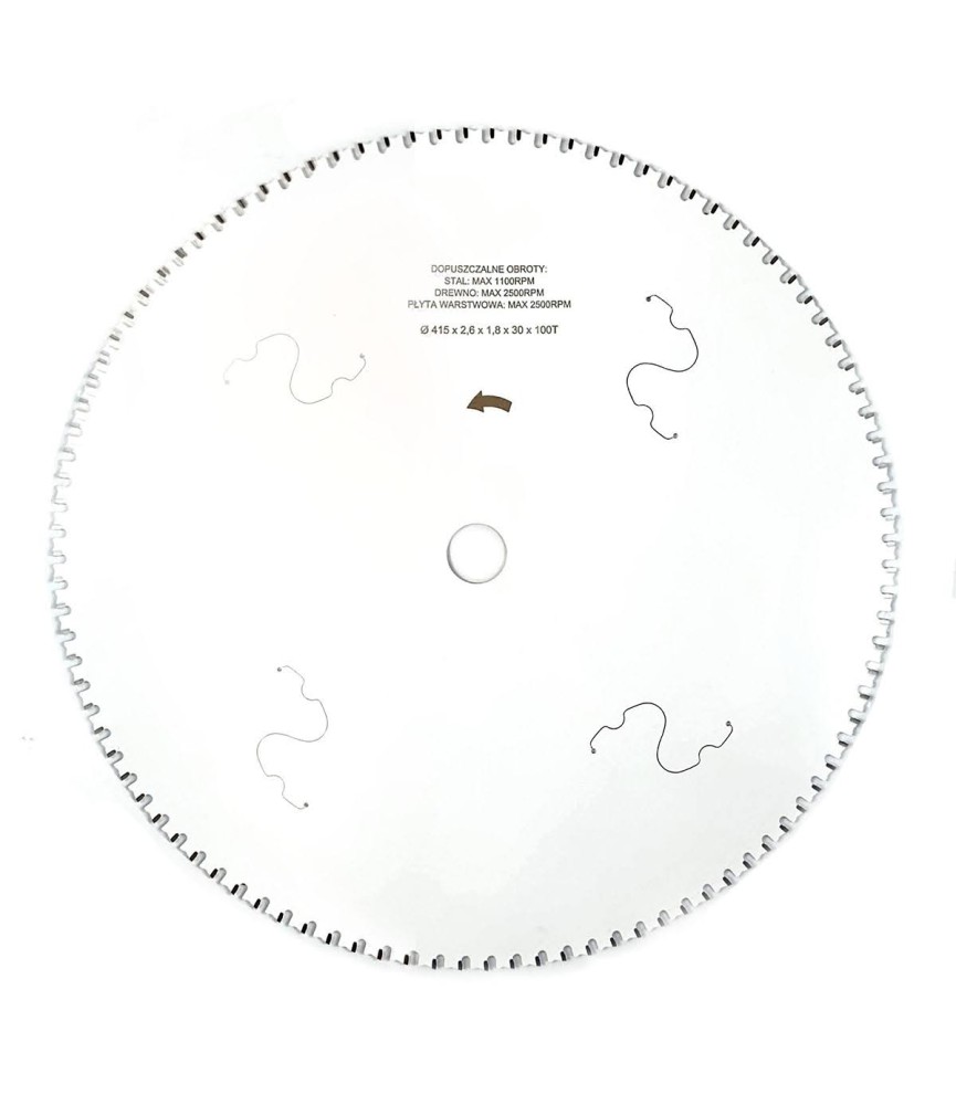 Piła tarczowa GLOB TOOLS do cięcia płyt warstwowych, metali, drewna 415x2,6x1,8x30x100 zębów
