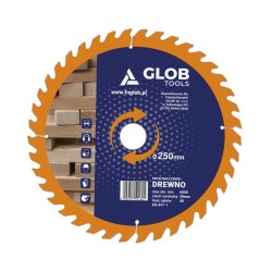 Piła widiowa GLOB TOOLS TCT do cięcia drewna 250mm / 30mm z redukcją 25.4mm - 40z do ukośnic