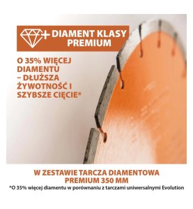 Elektryczna piła do betonu Evolution R350DCT 350 mm z tarczą diamentową PREMIUM