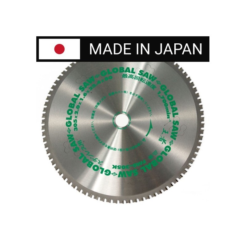 Piła tarczowa do cięcia stali nierdzewnej GLOBAL SAW 305 x 2.0/1.6 x 25.4mm / 80z CERMET JAPAN