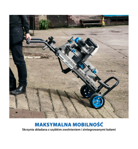 Stojak na kółkach Evolution z systemem Powerlift Assist do przecinarek tarczowych (S355MCS, S355CPS, R355CPS)