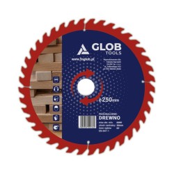 Piła widiowa GLOB TOOLS TCT do cięcia drewna 250mm/30mm z redukcją 25.4mm - 60z do ukośnic