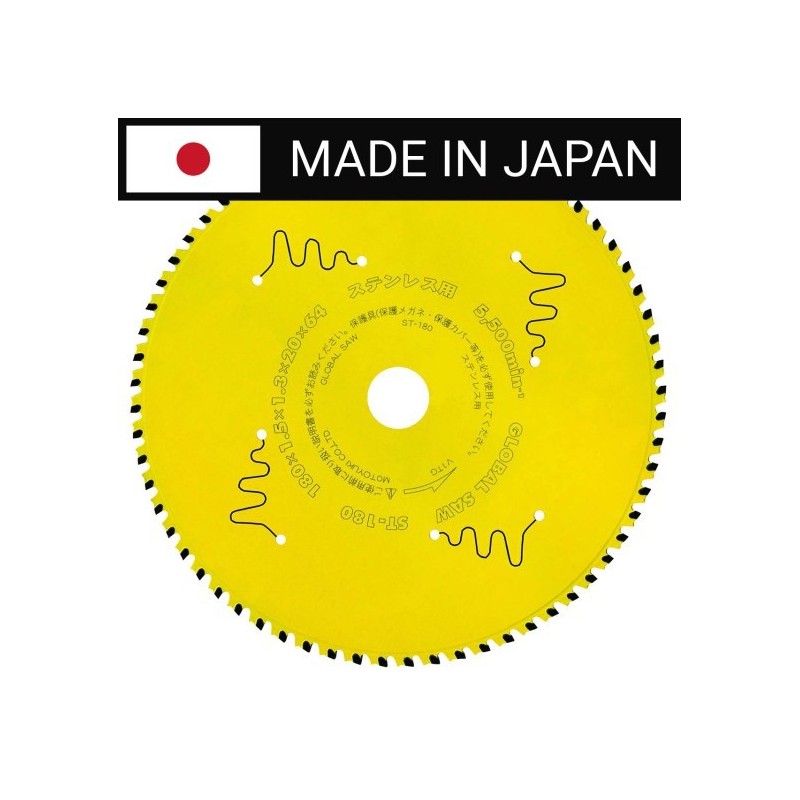 Piła tarczowa do cięcia stali nierdzewnej GLOBAL SAW 180 x 1.5/1.1-1.3 x 20mm / 64z CERMET JAPAN