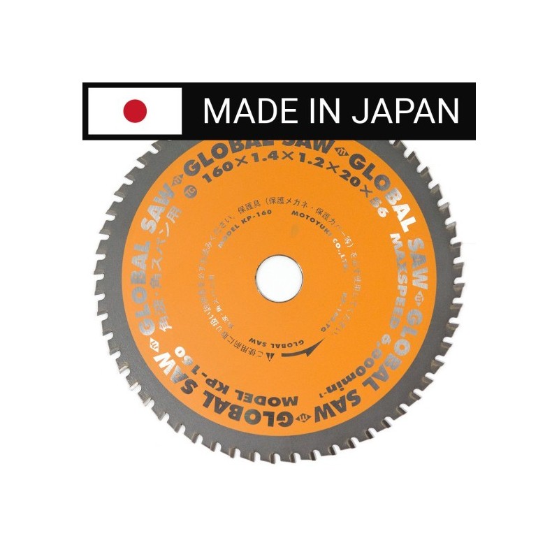 Piła tarczowa do cięcia cienkiej stali GLOBAL SAW 160 x 1.4/1.2 x 20mm / 56z CERMET JAPAN