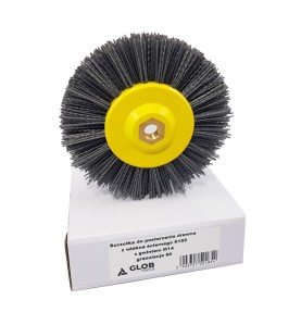 Szczotka do postarzania drewna Nylon z włókna ściernego fi 155mm z gwintem M14 granulacja 80