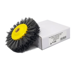 Szczotka do postarzania drewna Nylon z włókna ściernego fi 155mm z gwintem M14 granulacja 80