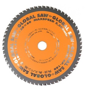 Piła tarczowa do cięcia cienkiej stali GLOBAL SAW 180 x 1.4/1.2 x 20mm / 60z CERMET JAPAN