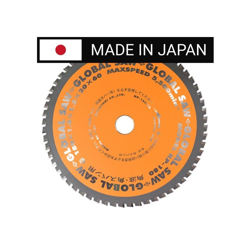 Piła tarczowa do cięcia cienkiej stali GLOBAL SAW 180 x 1.4/1.2 x 20mm / 60z CERMET JAPAN
