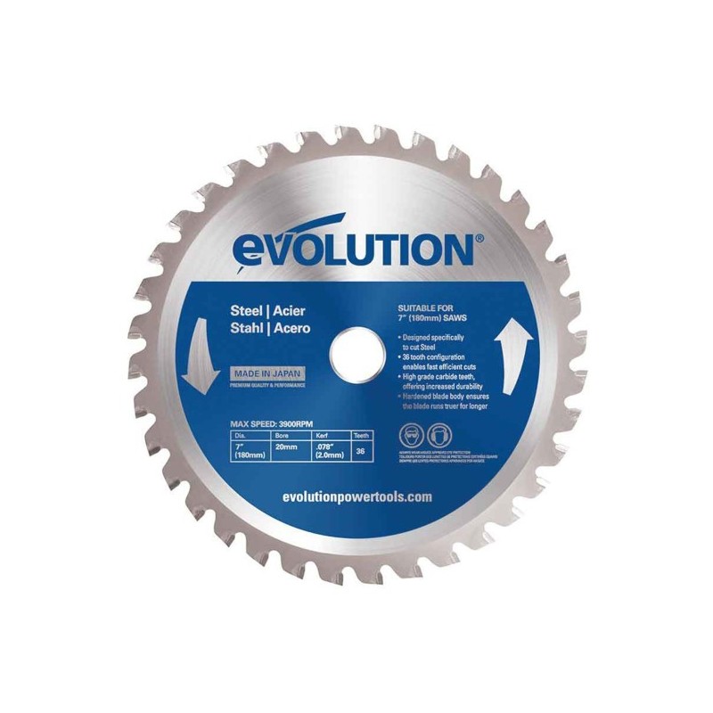 Piła widiowa TCT do cięcia stali Evolution 180mm / 36z do pilarek