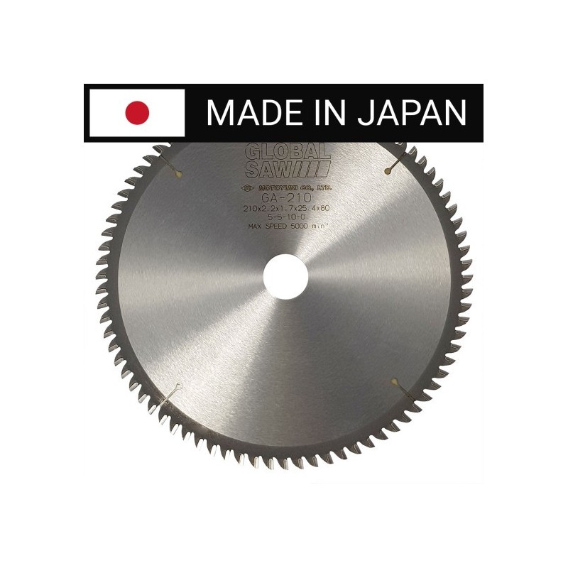 Piła tarczowa do cięcia aluminium GLOBAL SAW 210 x 2.2/1.7 x 25.4mm / 80z CERMET JAPAN
