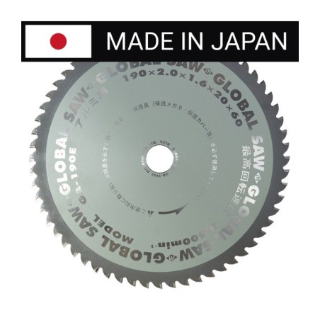 Piła tarczowa do cięcia aluminium GLOBAL SAW 190 x 2,0/1,6 x 20mm / 60z CERMET JAPAN