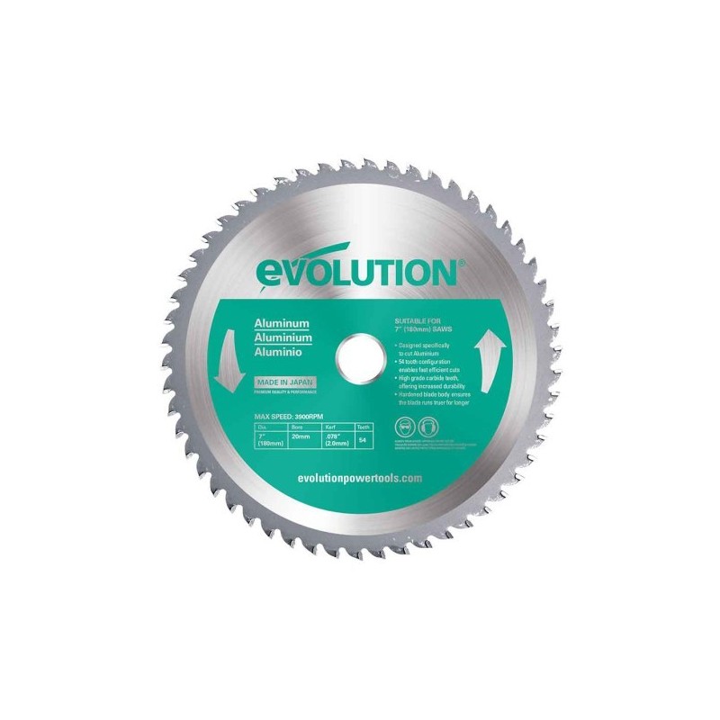 Piła widiowa TCT do cięcia aluminium Evolution 180mm / 54z do pilarek