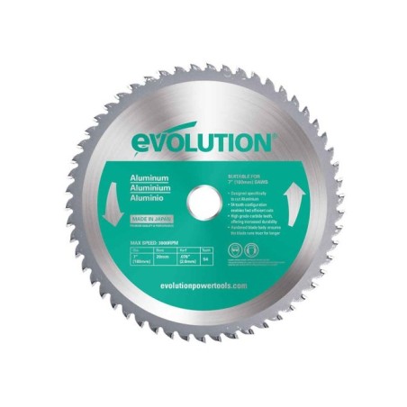 Piła widiowa TCT do cięcia aluminium Evolution 180mm / 54z do pilarek