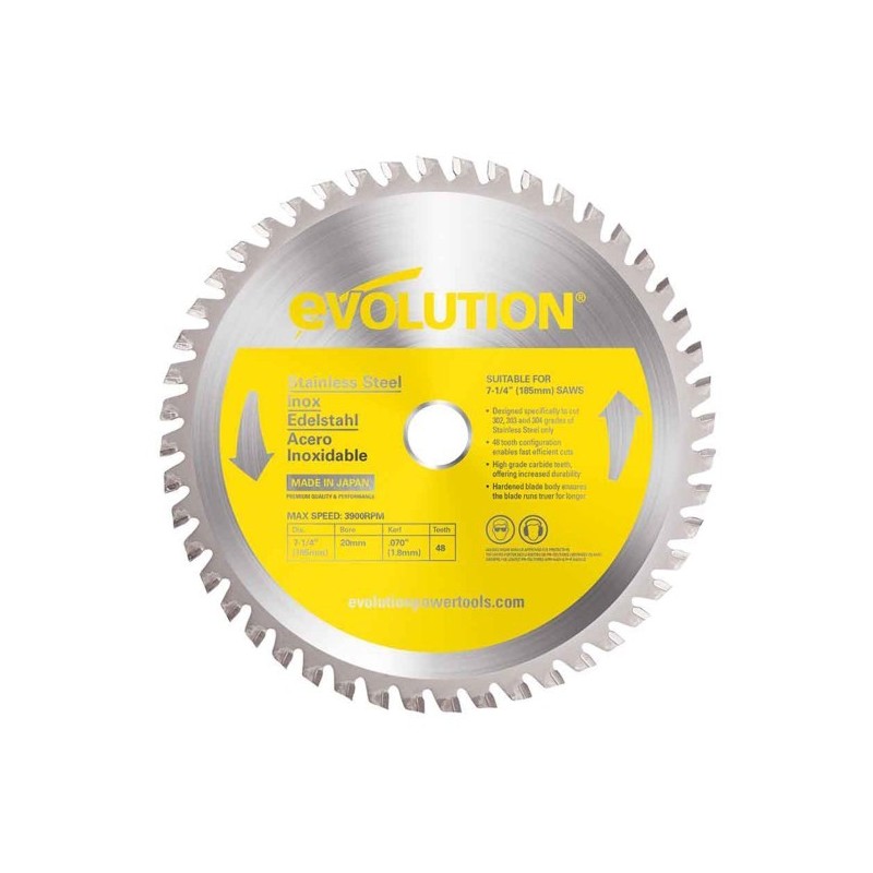 Piła widiowa TCT do cięcia stali nierdzewnej Evolution 180mm / 48z do pilarek
