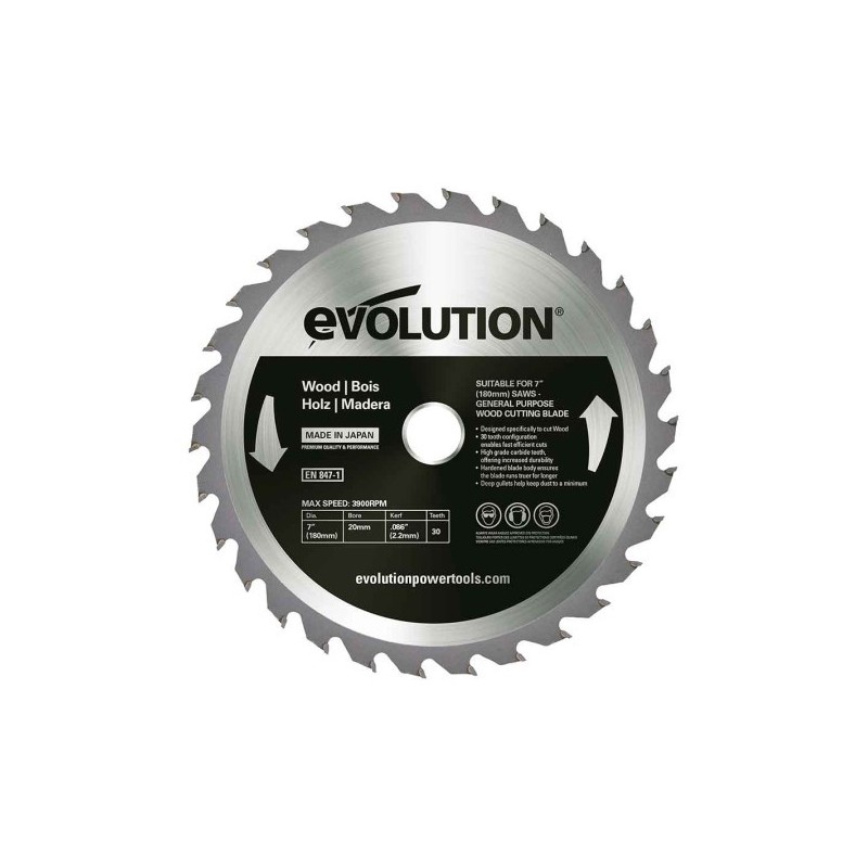Piła widiowa TCT do cięcia drewna Evolution 180mm / 30z do pilarek