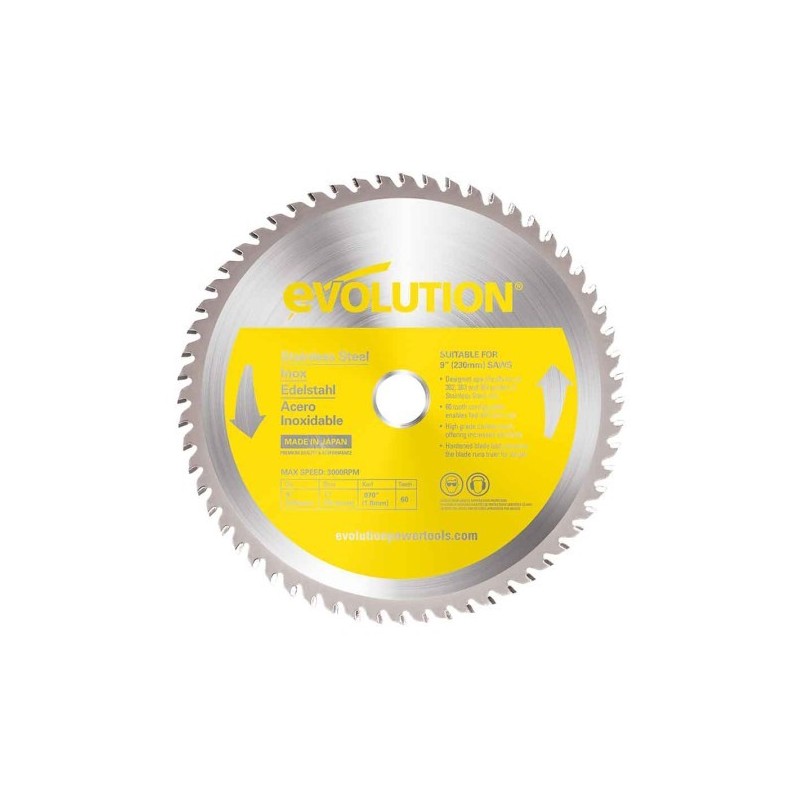 Piła widiowa TCT do cięcia stali nierdzewnej Evolution 230mm / 60z