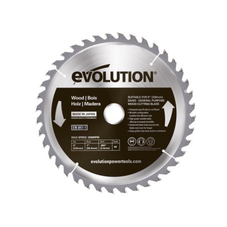 Piła widiowa TCT do cięcia drewna Evolution 230mm / 40z do pilarek