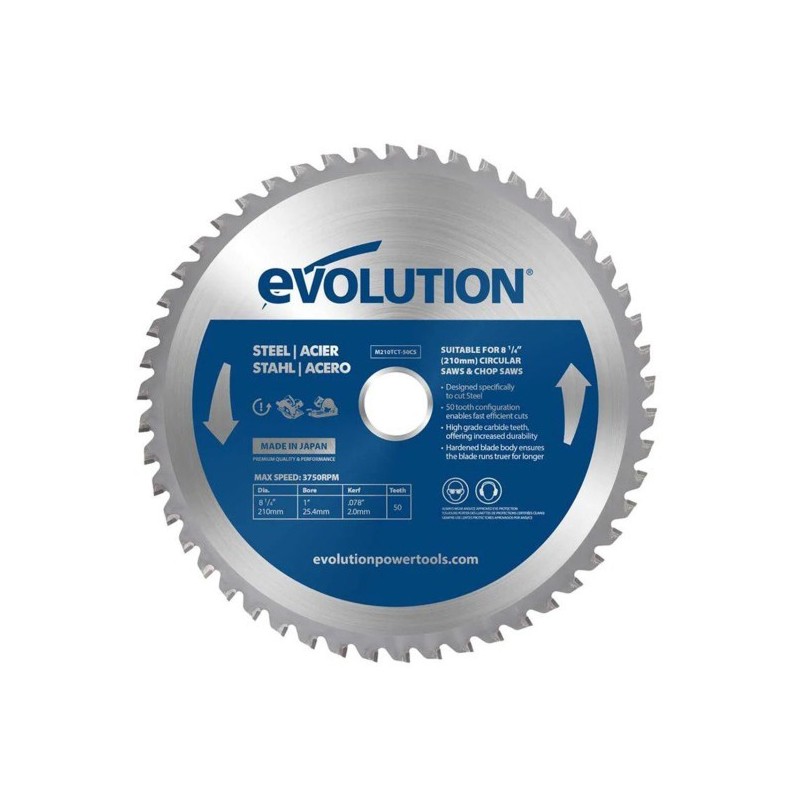 Piła widiowa TCT do cięcia stali Evolution 210mm / 50z do pilarek