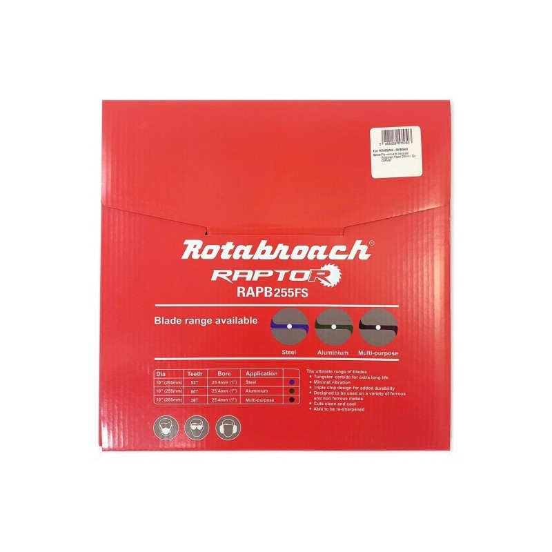 Piła widiowa do cięcia stali Rotabroach Raptor 255mm / 52z CERMET Piła widiowa do cięcia stali Rotabroach Raptor 255mm / 52z CERMET