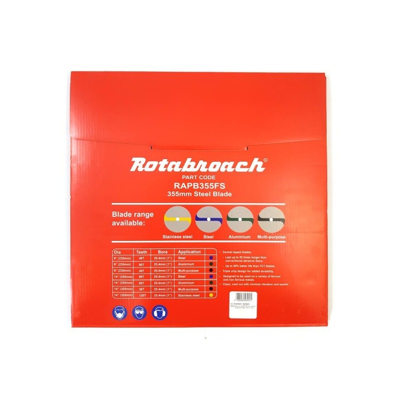 Piła widiowa CERMET do cięcia stali Rotabroach Raptor 355mm / 66z Piła widiowa CERMET do cięcia stali Rotabroach Raptor 355mm / 66z