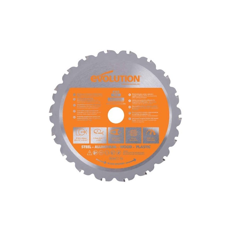 Piła widiowa TCT wielozadaniowa Evolution RAGE 165mm / 18z do pilarek