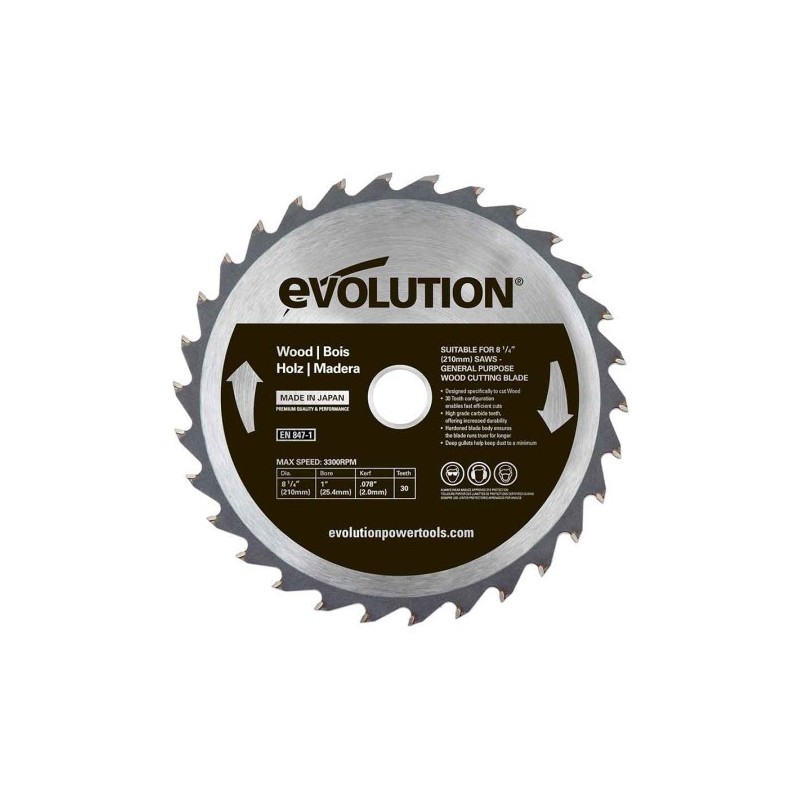 Piła widiowa Evolution do cięcia drewna 210mm / 30z do pił ukośnych