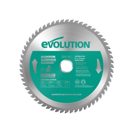 Piła widiowa TCT do cięcia aluminium Evolution 210mm 60z - do pił ukośnych