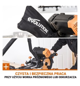 Wielozadaniowa piła ukośna z prowadnicami EVOLUTION R255SMS DB PLUS z dwoma tarczami 255mm (drewno i wielozadaniowa)
