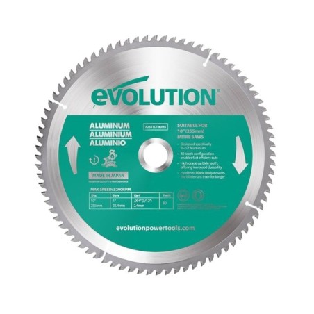 Piła widiowa TCT do cięcia aluminium Evolution 255mm / 80z do pił ukośnych