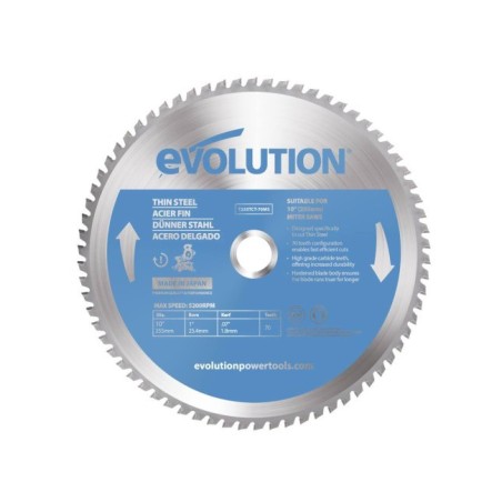 Piła widiowa Evolution TCT do cięcia cienkiej stali 255mm / 70z do pił ukośnych