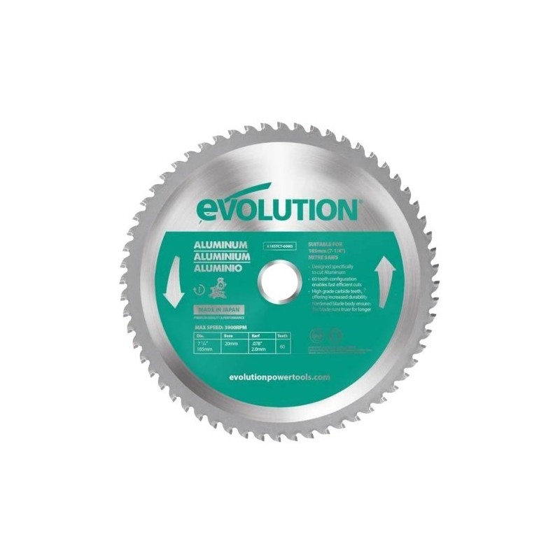 Piła widiowa TCT do cięcia aluminium Evolution 185mm / 60z do pilarek