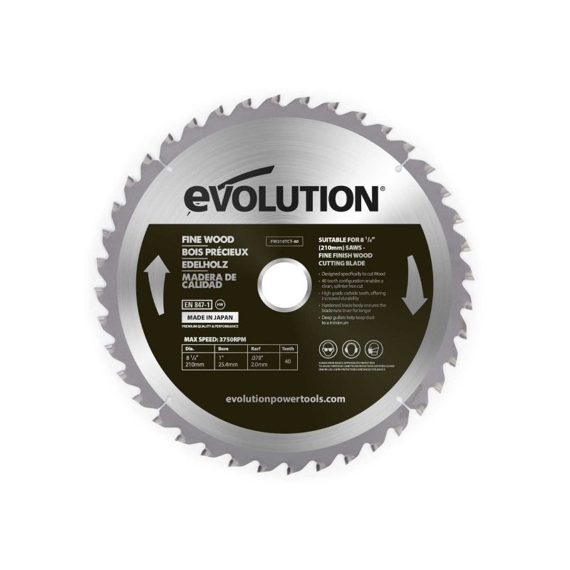 Piła widiowa Evolution do cięcia drewna Fine wood 210mm / 40z do pił ukośnych