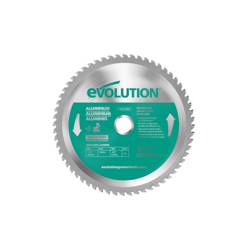 Piła widiowa TCT do cięcia aluminium Evolution 185mm / 60z do pił ukośnych Piła widiowa TCT do cięcia aluminium Evolution 185mm / 60z do pił ukośnych