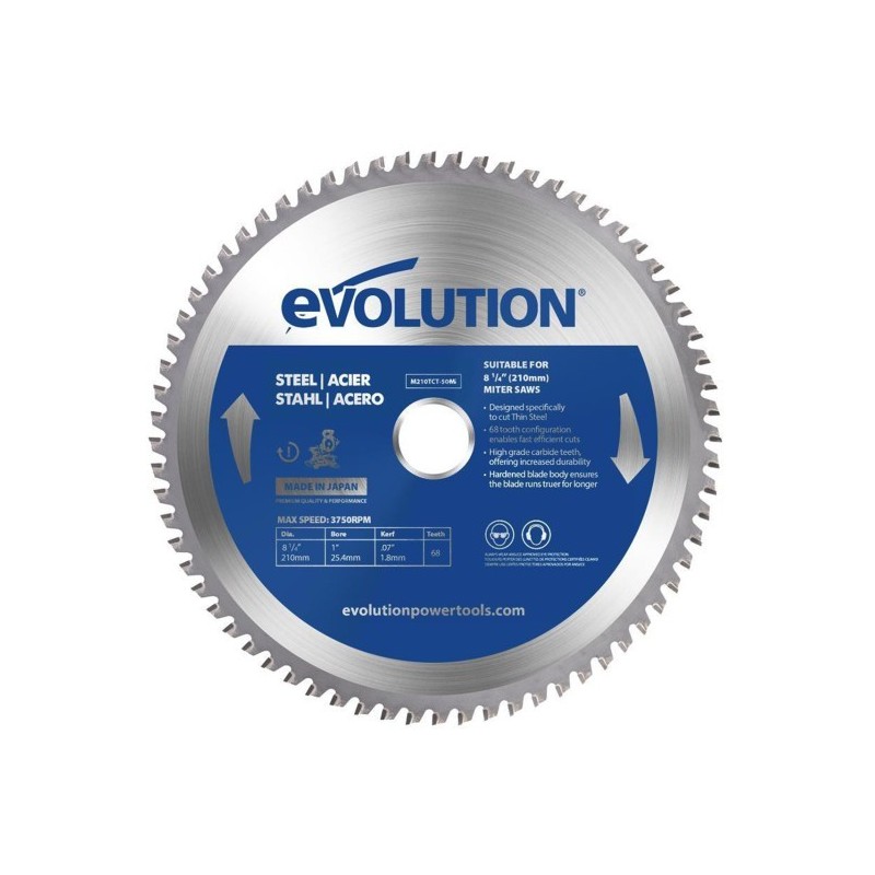 Piła widiowa TCT do cięcia stali Evolution 210mm / 50z do pił ukośnych