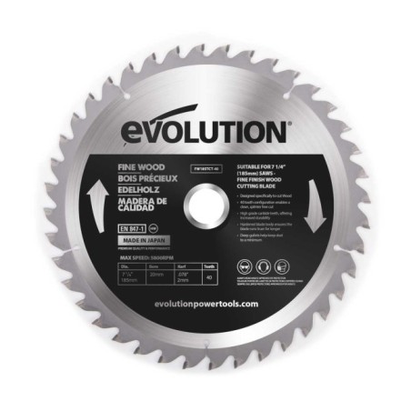 Piła widiowa Evolution do cięcia drewna Fine wood 185mm / 40z do pił ukośnych